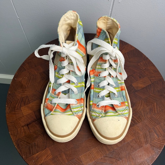 Pony High Top Canvas Sneakers Multi-color Stripes Women's Size US 7 - Picture 1 of 16